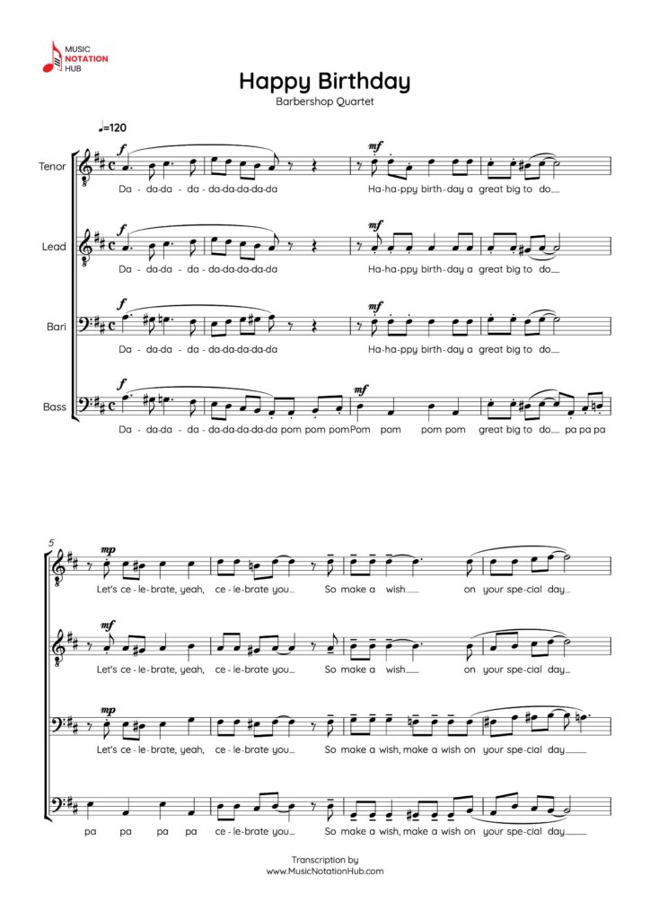 Choir Transcription Sheet Music Sample