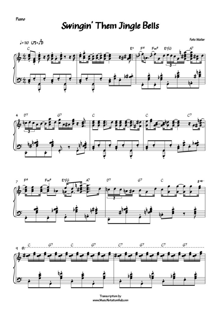 Piano transcription of Swingin' Them Jingle Bells