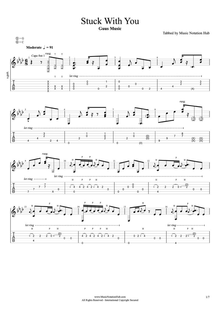 Acoustic Guitar Transcription Sheet Music Sample