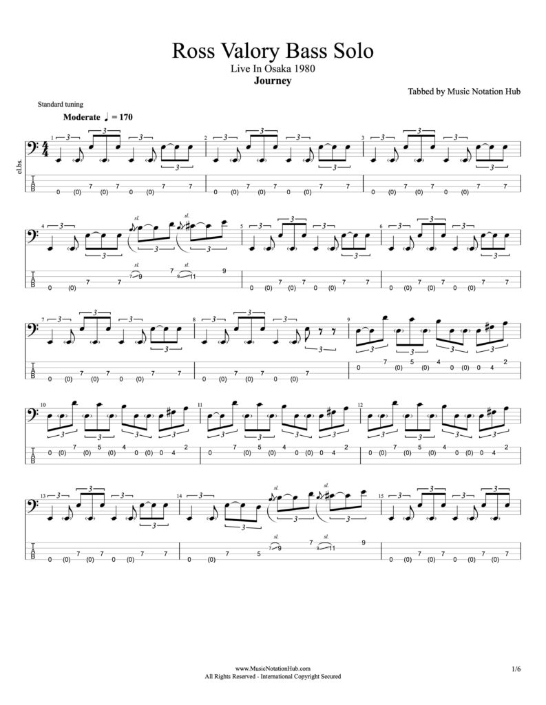 Bass Guitar Transcription Sheet Music Sample