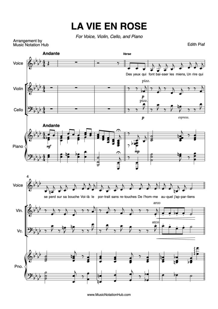 Music Arrangement Sheet Music Sample