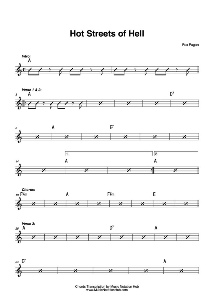 Rhythmic Chart Transcription Sheet Music Sample