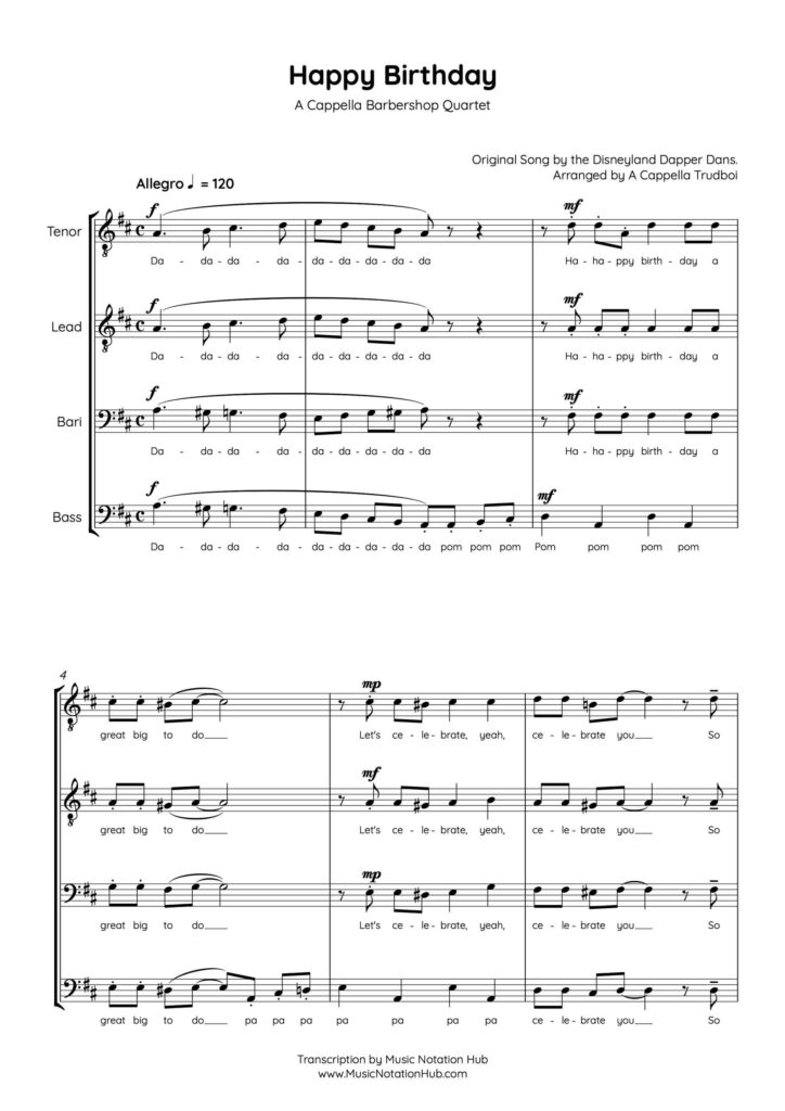 Vocal Transcription Sheet Music Sample