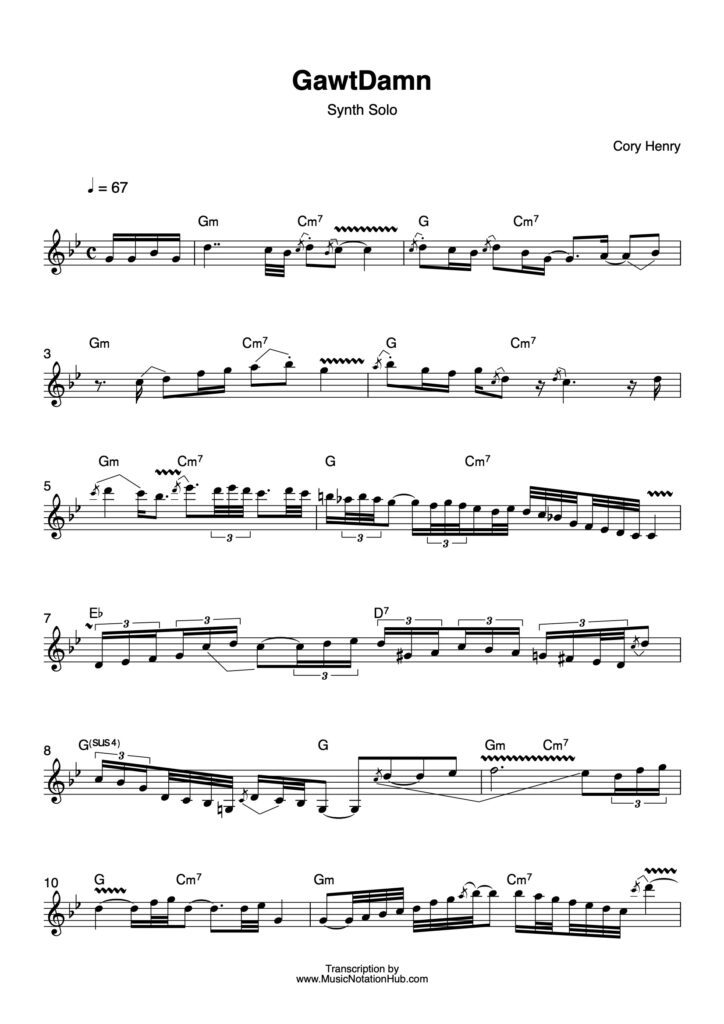 Keyboard Transcription Sheet Music Sample