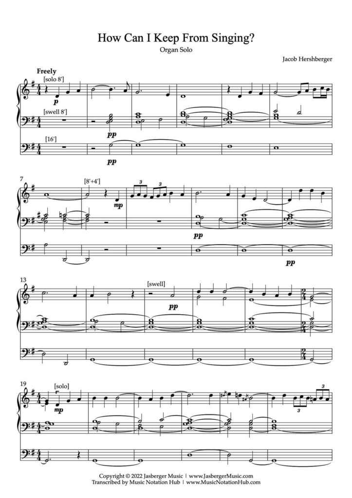 Organ Transcription Sheet Music Sample