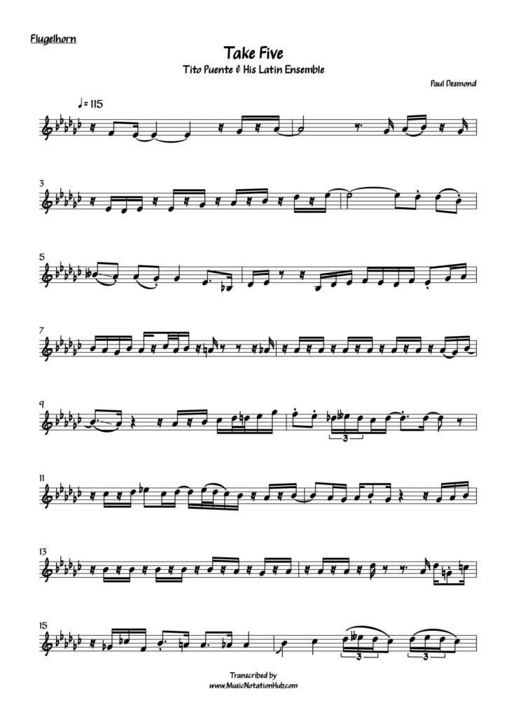 Trumpet Transcription Sheet Music Sample