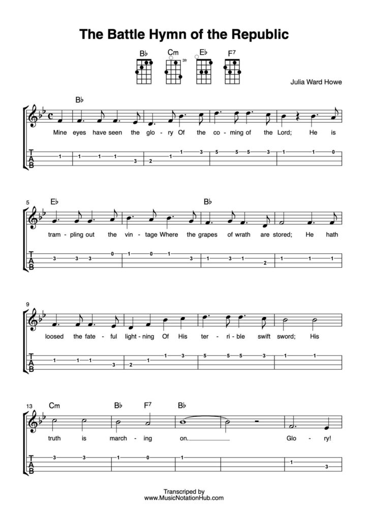 Ukulele Transcription Sheet Music Sample