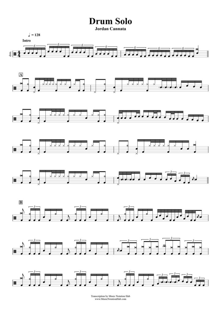 Drum Solo Transcription Sample Sheet Music